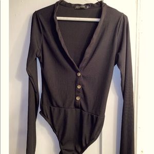 Black button up bodysuit